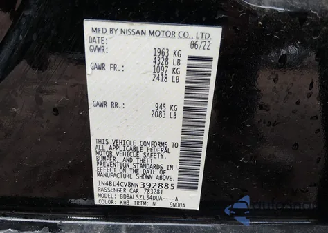 2022 Nissan Altima Sr Fwd z USA, uszkodzony, nr VIN 1N4BL4CV8NN392885